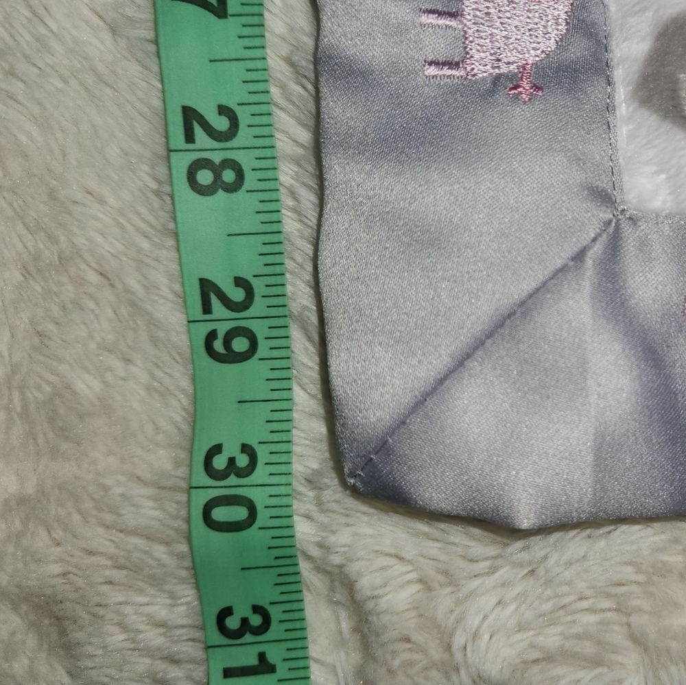 Just Born Oh So Cute Minky White Pink Hearts. Grey Satin Trim Baby Blanket 30x30 - Picture 6 of 6